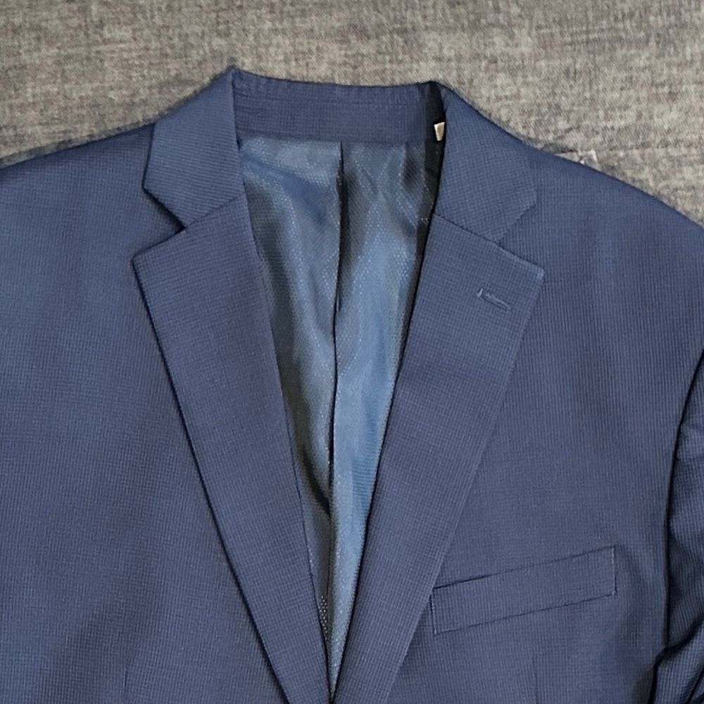 MICHAEL KORS Men’s Navy Wool Blend Blue Micro Checks Suit Jacket 42R
